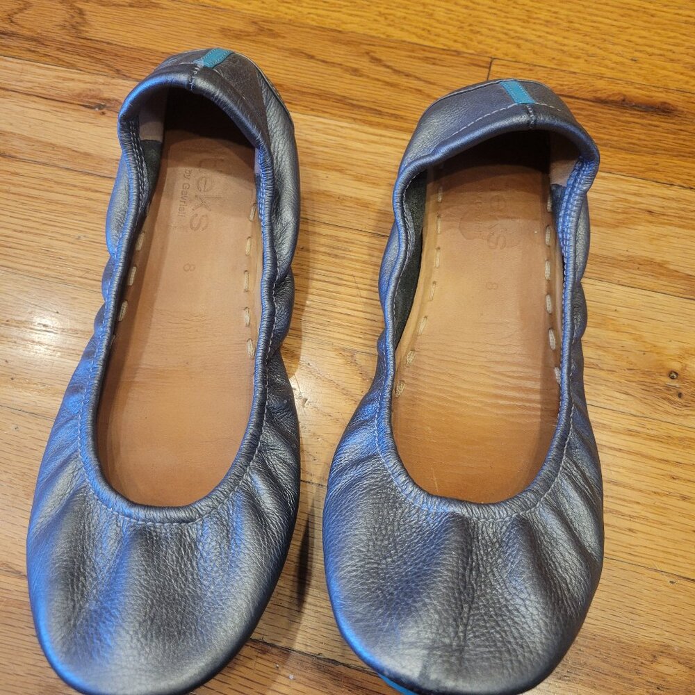 Tieks Silver Flats, Size 8